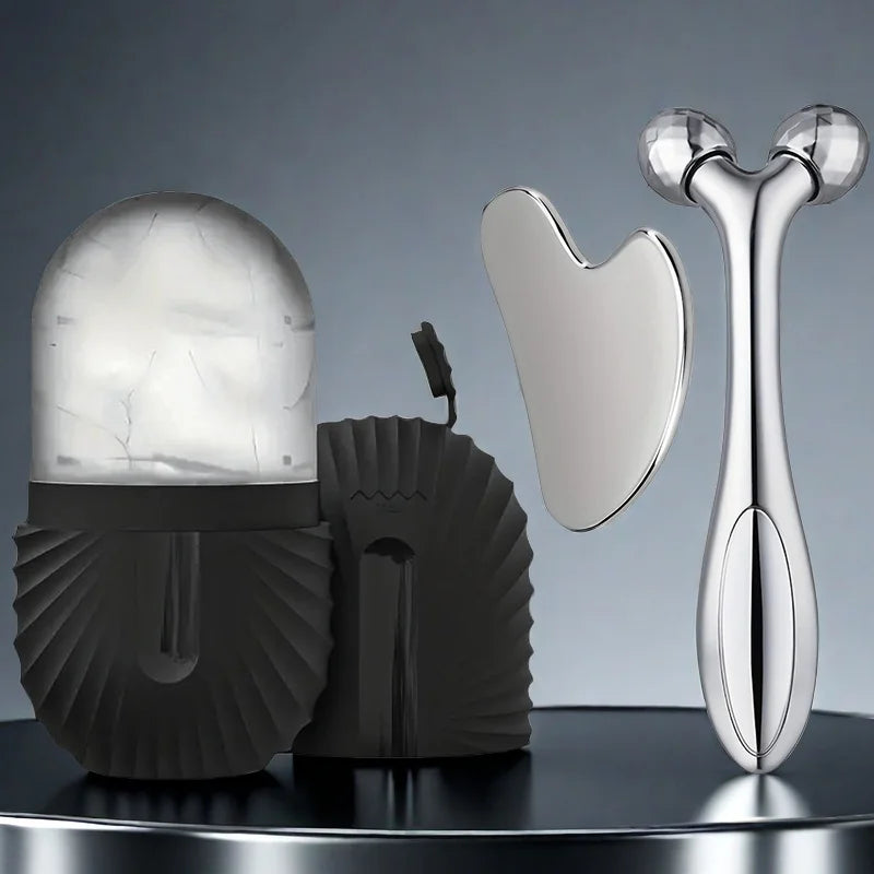 3-teiliges Eisroller & Gua Sha Gesichtsset