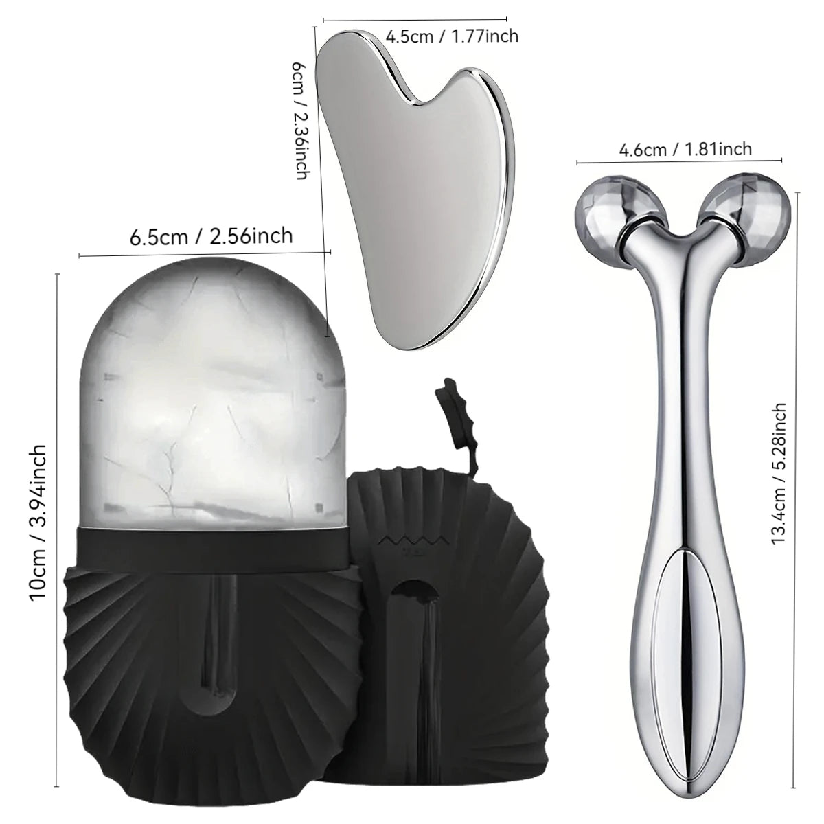 3-teiliges Eisroller & Gua Sha Gesichtsset
