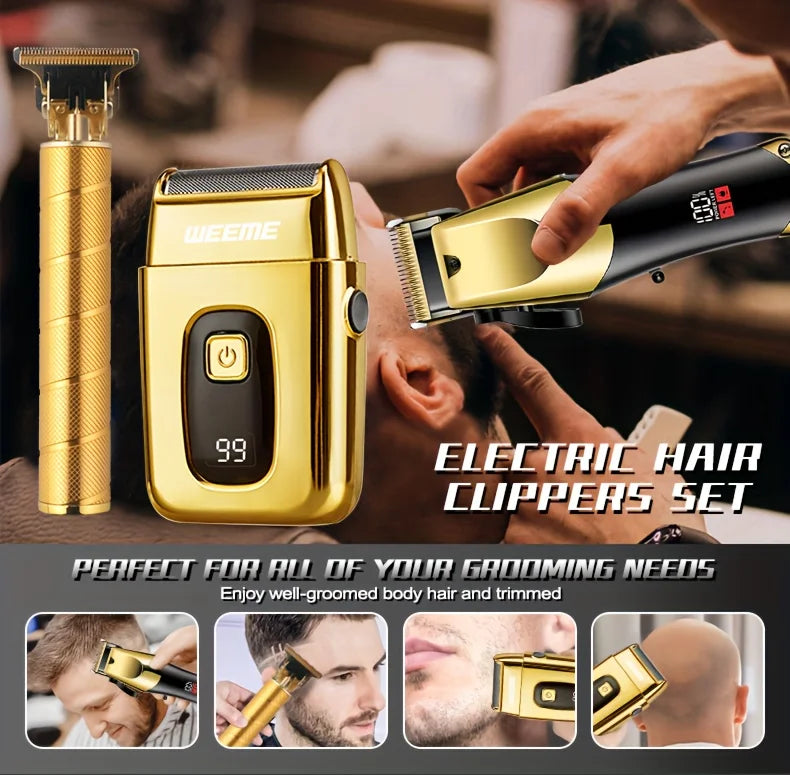 3-teiliges Haarschneide-Set für Herren mit LCD-Display