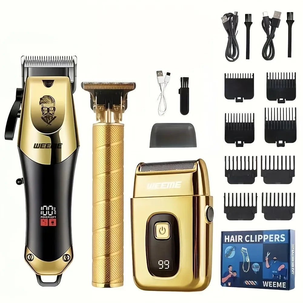3-teiliges Haarschneide-Set für Herren mit LCD-Display