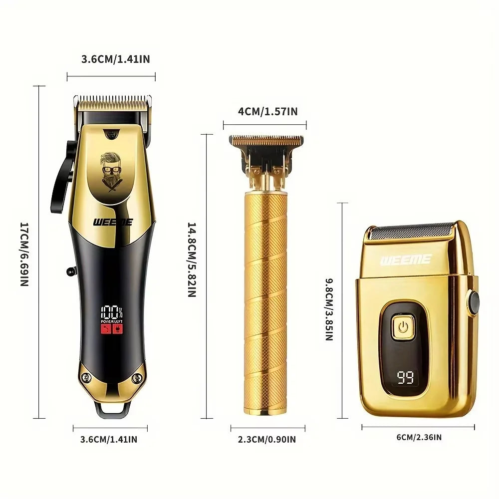 3-teiliges Haarschneide-Set für Herren mit LCD-Display