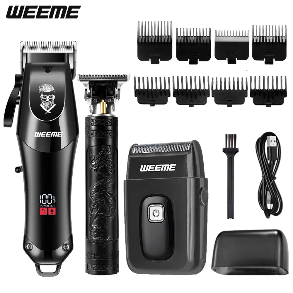 3-teiliges Haarschneide-Set für Herren mit LCD-Display