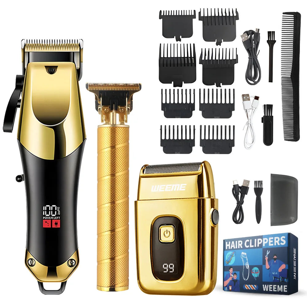 3-teiliges Haarschneide-Set für Herren mit LCD-Display