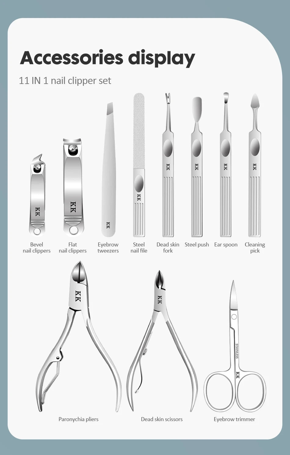 11-in-1 Stainless Steel Manicure Set